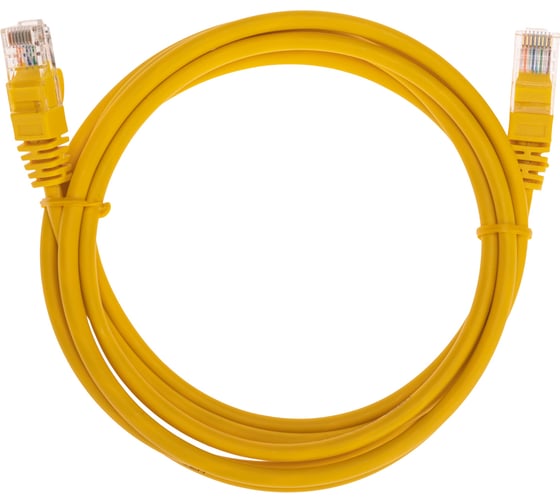 Изображение товара Патч-корд REXANT u/utp, cat 5e, rj45-rj45, 26awg, lszh, желтый, 2м 02-0105-2