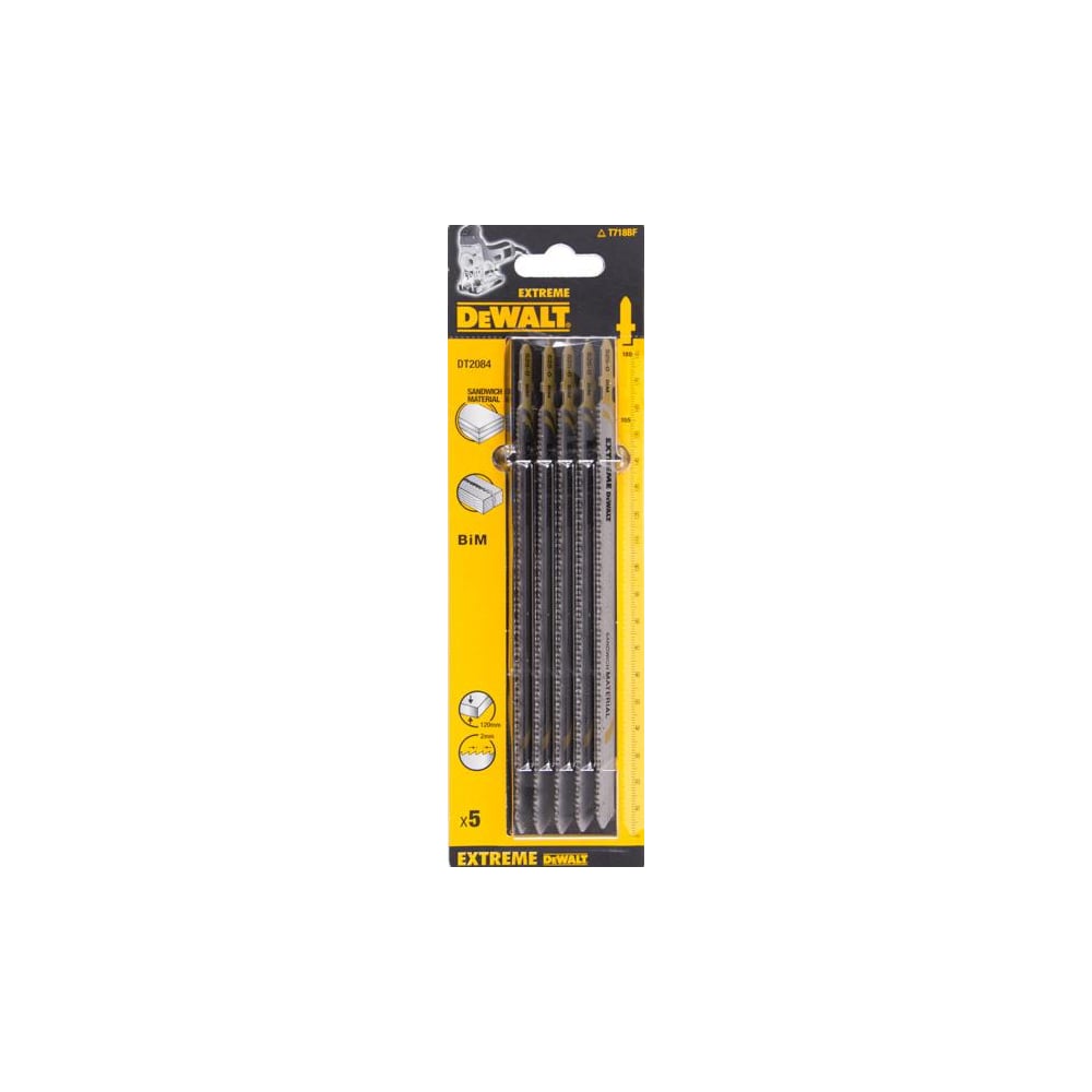 фото Пилки по металлу bim (180х148 мм, шаг 2 мм, t718bf, 5 шт.) dewalt dt2084