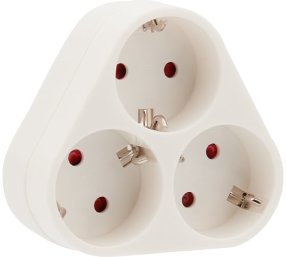 Изображение товара Электрический тройник REXANT пирамида 16 а с заземлением белый 11-1069