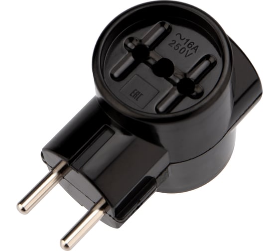 Изображение товара Электрический тройник REXANT ретро 10 а без заземления черный (карболит) 11-1082