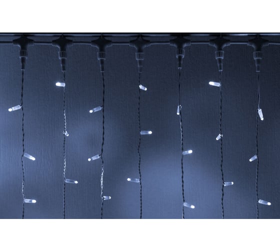 Изображение товара Занавес TEAMPROF 2x6 м, флэш, колпачок, БЕЛЫЙ, белый провод TPF-C2х6F-CW/W