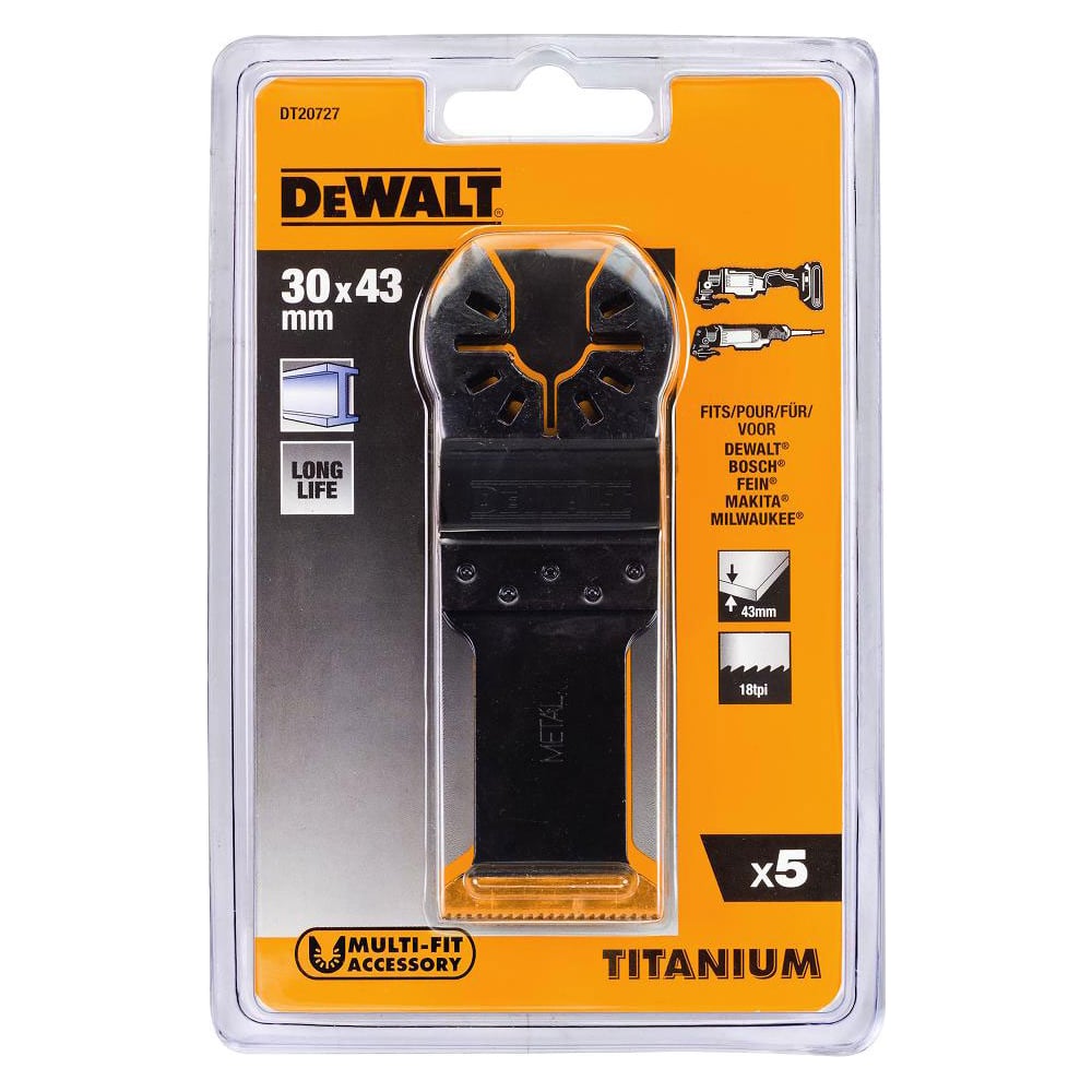 Изображение товара Полотно пильное погружное Ti, 30х43 мм , 5 шт. DEWALT DT20727