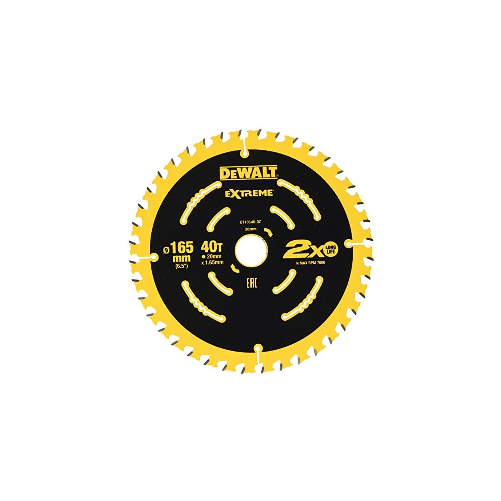 фото Пильный диск extreme 165/20, 40 зубьев dewalt dt10640