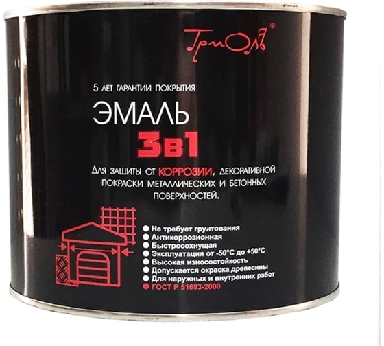 Изображение товара Эмаль 3в1 Триоль графит, полуматовая T3V1GRT18