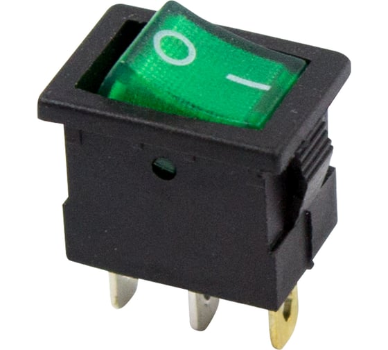 Изображение товара Клавишный выключатель REXANT 12v 15а (3с) on-off зеленый с подсветкой mini (rwb-206-1, sc-768) 36-2173
