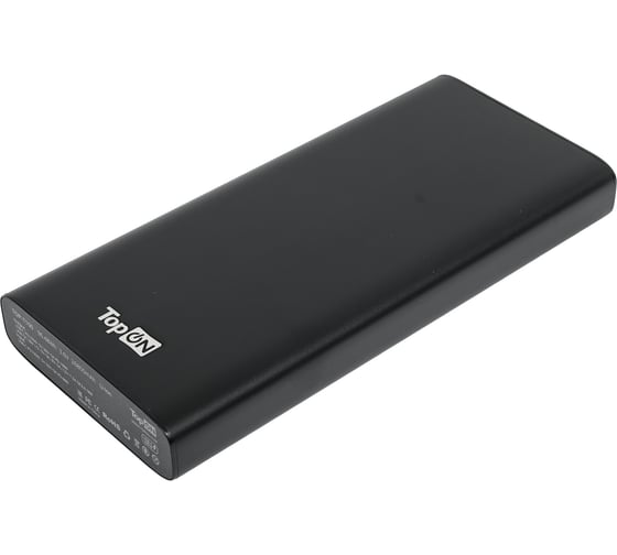 Изображение товара Внешний аккумулятор TopOn 26800mAh (96.48Wh) Type-C PD 100W, 2 USB QC3.0 18W, корпус алюминий черный TOP-T100