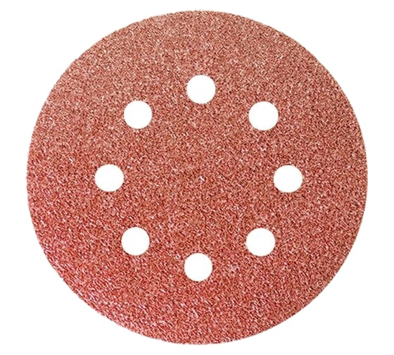 Изображение товара Круг абразивный на ворсовой подложке под липучку, перфорированный (5 шт; 125 мм; 8 отв; P 40) СИБРТЕХ 738027