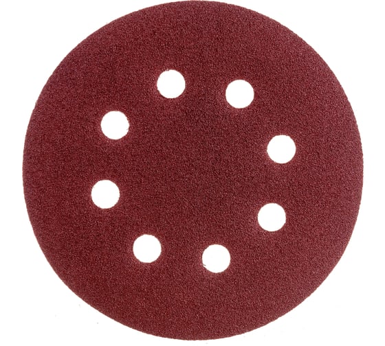 Изображение товара Круг абразивный на ворсовой подложке под липучку, перфорированный (5 шт; 125 мм; 8 отв; P 100) СИБРТЕХ 738057