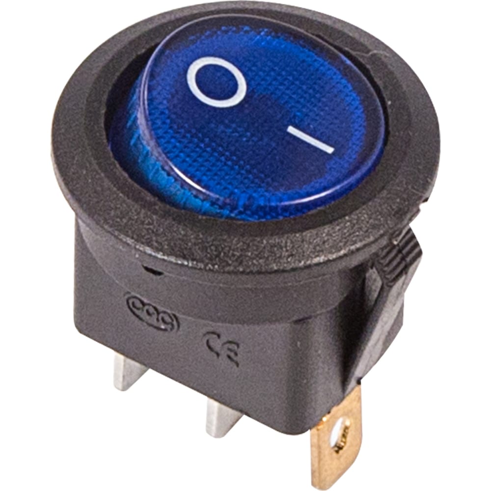 Клавишный круглый выключатель 250v 6а (3с) on-off синий с подсветкой (rwb-214, sc-214, mirs-101-8) REXANT электрощипцы nobrand 58984 синий
