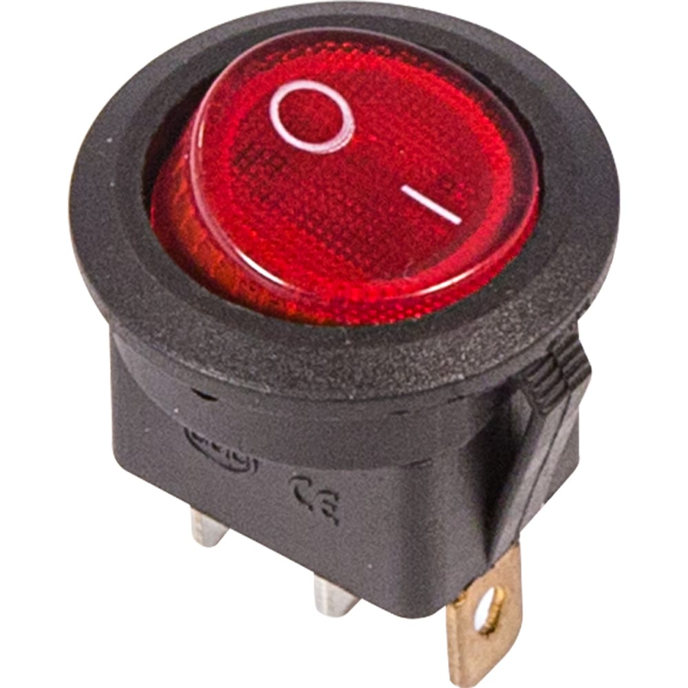 Клавишный круглый выключатель 250v 6а (3с) on-off красный с подсветкой (rwb-214, sc-214, mirs-101-8) REXANT выключатель клавишный с подсветкой одинарный красный