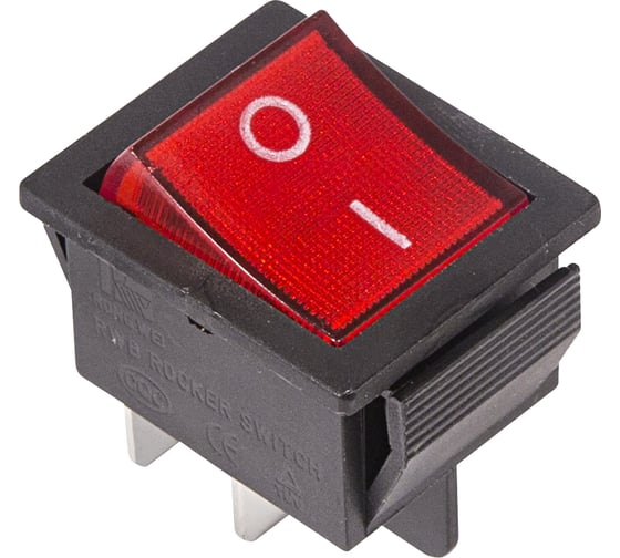 Изображение товара Клавишный выключатель REXANT 250v 16а (4с) on-off красный с подсветкой (rwb-502, sc-767, irs-201-1) 36-2330