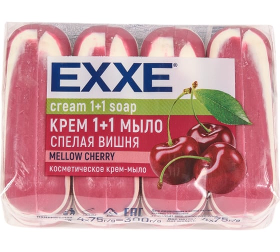 Изображение товара Туалетное крем-мыло EXXE 1+1, спелая вишня, 4 шт x 75 г 263608