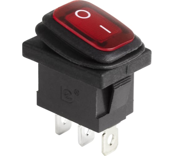 Изображение товара Клавишный выключатель REXANT 250v 6а (3с) on-off красный с подсветкой mini влагозащита (kcd1-201-4w) 36-2175