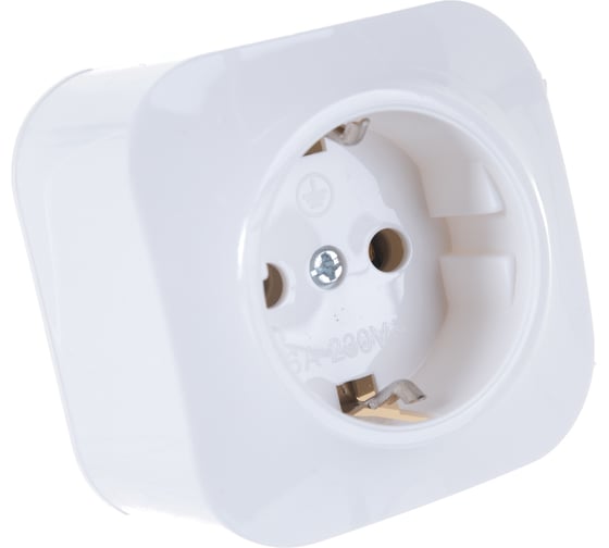 Изображение товара Одноместная розетка IONICH с/з, о/у, 16А, 220В, белая еврослот 1416
