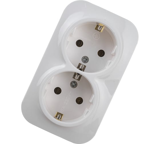 Изображение товара Двухместная розетка IONICH с/з, о/у, 16А, 220В, белая еврослот 1419