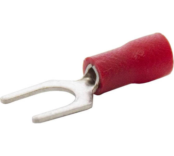 Изображение товара Вилочный изолированный наконечник Engard НВИ 0,5-1,5 отверстие под м6, цвет красный (1 пакет/50 шт.) NVI-1,5-6-R