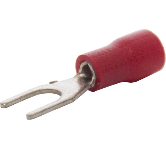 Изображение товара Вилочный изолированный наконечник Engard НВИ 0,5-1,5 отверстие под м3, цвет красный (1 пакет/50 шт.) NVI-1,5-3-R