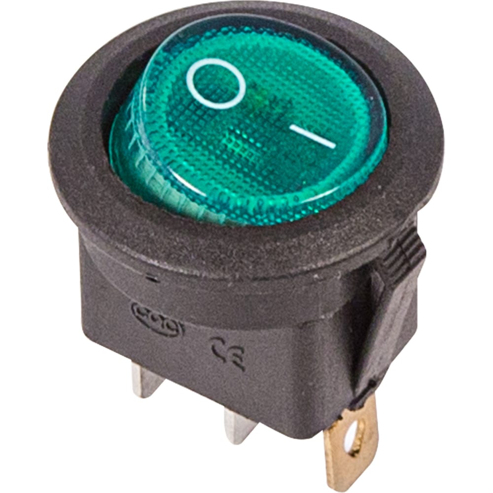 Клавишный круглый выключатель REXANT клавишный круглый выключатель 12v 20а 3с on off с зеленой подсветкой rwb 215 mirs 101е 8с d rexant