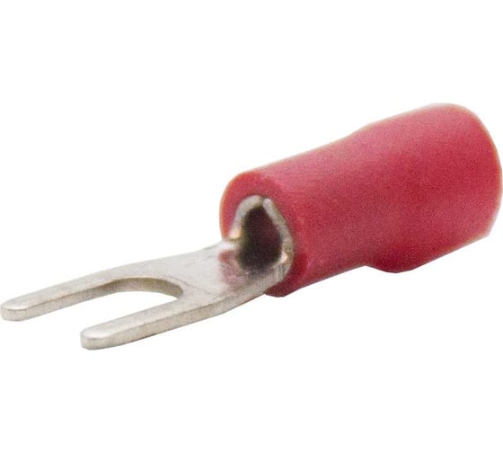 Изображение товара Вилочный изолированный наконечник Engard НВИ 0,5-1,5 отверстие под м4, цвет красный (1 пакет/50 шт.) NVI-1,5-4-R