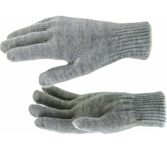 Изображение товара Трикотажные перчатки с двойной манжетой СИБРТЕХ, акрил, серые 68682