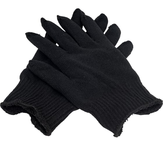 Изображение товара Трикотажные перчатки с двойной манжетой СИБРТЕХ, акрил, чёрные 68681