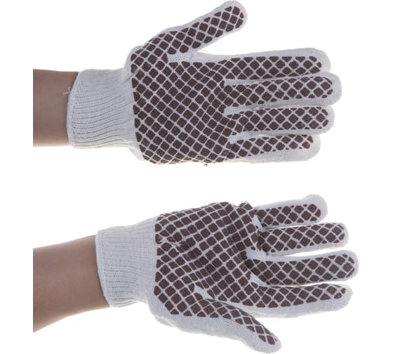 Изображение товара Трикотажные перчатки СИБРТЕХ, рисунок ПВХ гель Шахматный облив, оверлок, 67779