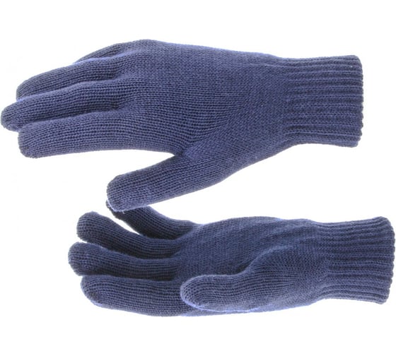 Изображение товара Трикотажные перчатки с двойной манжетой СИБРТЕХ, акрил, синие 68685