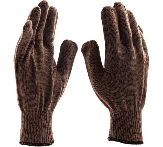 Изображение товара Трикотажные перчатки СИБРТЕХ , акрил, коричневые, оверлок 68653