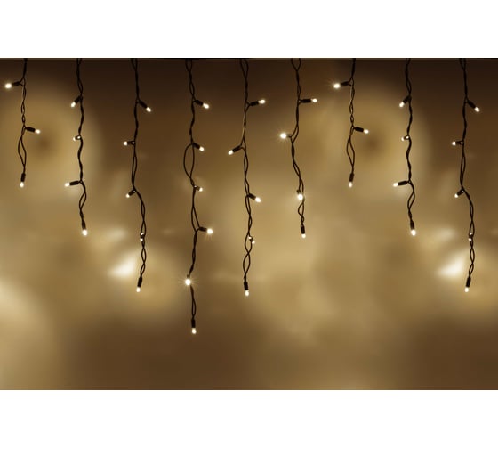 Изображение товара Гирлянда TEAMPROF Бахрома 3x0.6 м, теплый белый, черная резина TPF-i3х0.6-RB/WW