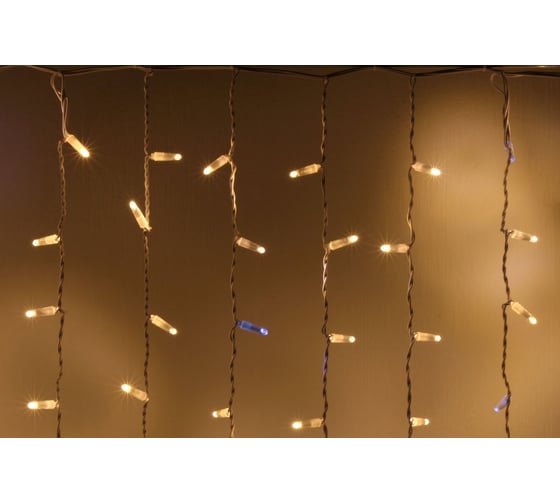 Изображение товара Гирлянда TEAMPROF Занавес 2x1.5 м облегченный, флэш, колпачок, теплый белый, белый провод TPF-CS2х1.5F-CW/WW