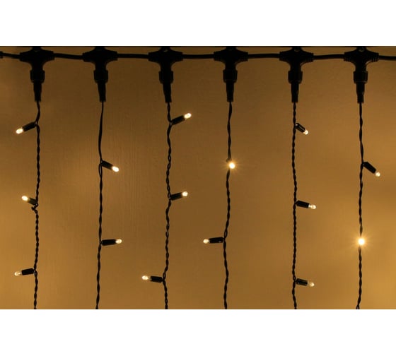 Изображение товара Гирлянда TEAMPROF Занавес 2x6 м, колпачок, теплый белый, черный провод TPF-C2х6-CB/WW