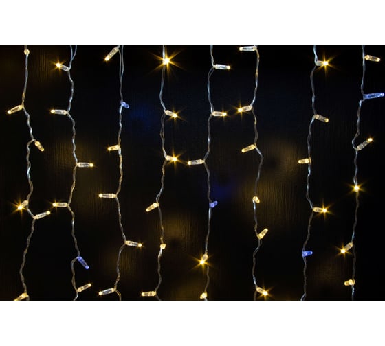 Изображение товара Гирлянда TEAMPROF Занавес 2x1.5 м облегченный, флэш, колпачок, теплый белый, прозрачный провод TPF-CS2х1.5F-CT/WW