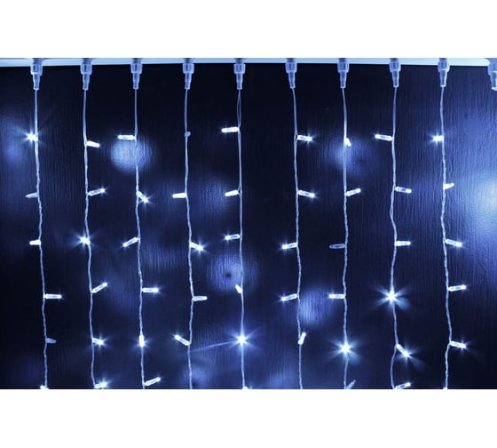 Изображение товара Гирлянда TEAMPROF Занавес 2x3 м, флэш, колпачок, белый, прозрачный провод TPF-C2х3F-CT/W