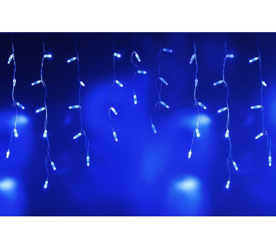 Изображение товара Гирлянда TEAMPROF Бахрома 3x0.6 м, колпачок, синий, прозрачный провод TPF-i3х0.6-CT/B