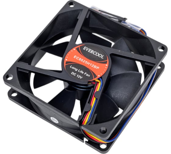 Изображение товара Вентилятор охлаждения EVERCOOL осевой, 80x80x25 12b pwm EC8025H12BP 2015932588