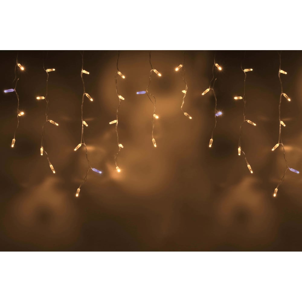 Изображение товара Гирлянда TEAMPROF Бахрома 3x0.6 м с теплым белым светом и прозрачным проводом