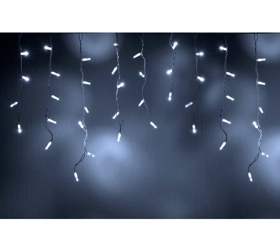 Изображение товара Гирлянда TEAMPROF Бахрома 3x0.6 м, белый, черная резина TPF-i3х0.6-RB/W