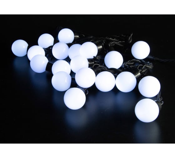 Изображение товара Гирлянда TEAMPROF большие шарики, 5м, 24В, белая, черная резина 2,3мм TPF-S5-20C/24V-40B-SRB/W