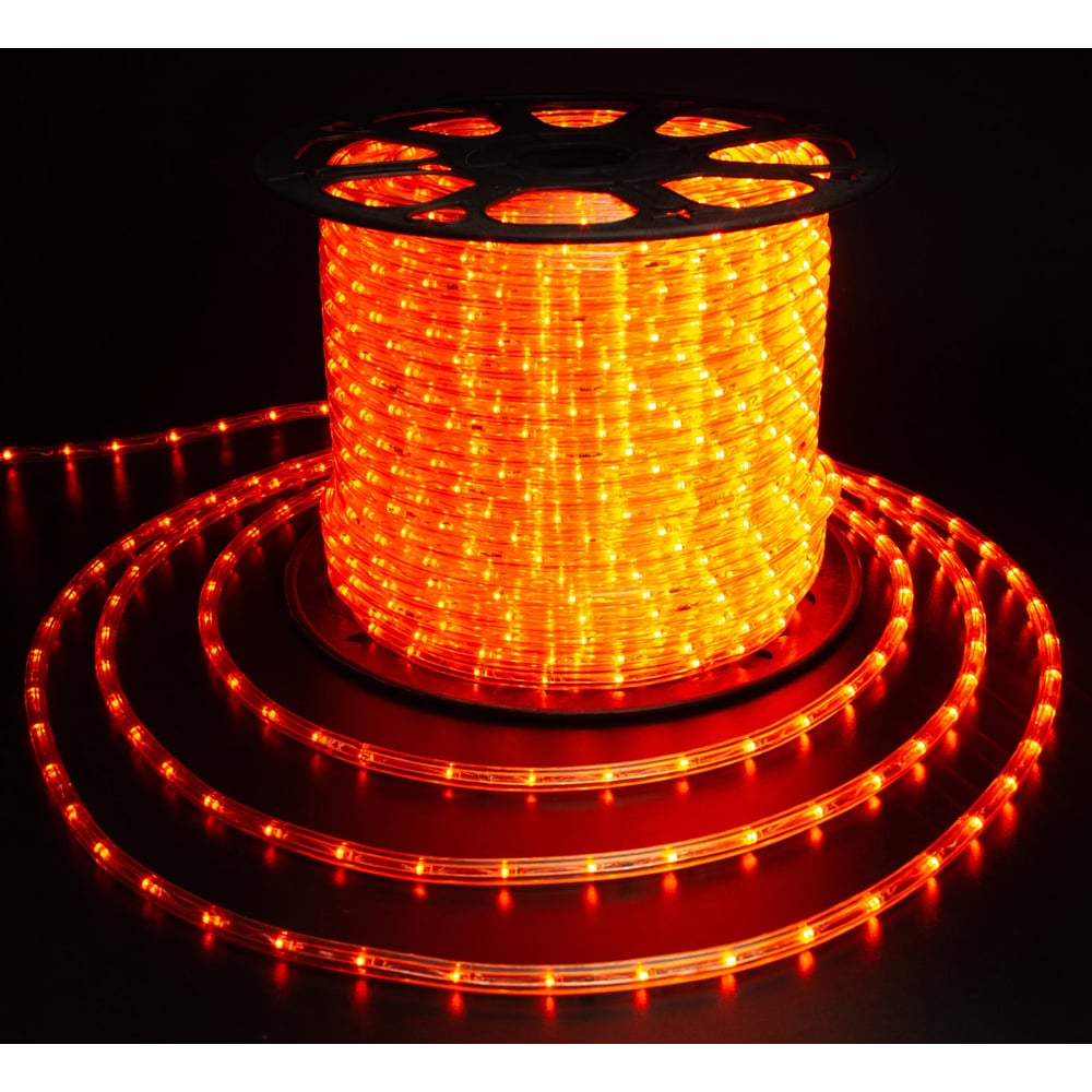 Изображение товара Дюралайт TEAMPROF 2-х провод 100 м оранжевый IP65 лампы светодиоды 220В