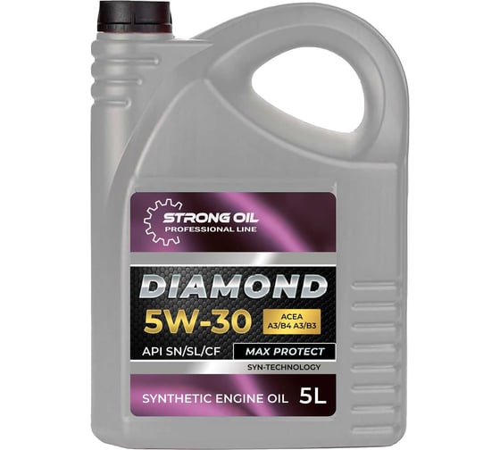 Изображение товара Масло STRONG OIL DIAMOND ENGINE 5W-30 SN/CF синтетика, канистра 5 л, API SN/SL/CF, ACEA А3/В4, А3/В3 0001480031-SO