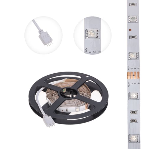 Изображение товара Светодиодная лента Lamper 12в, smd3030, 10,5вт/м, 30 led/м, rgb, 10мм, 3м, с разьемом для контроллера 4pin, ip20 141-2032