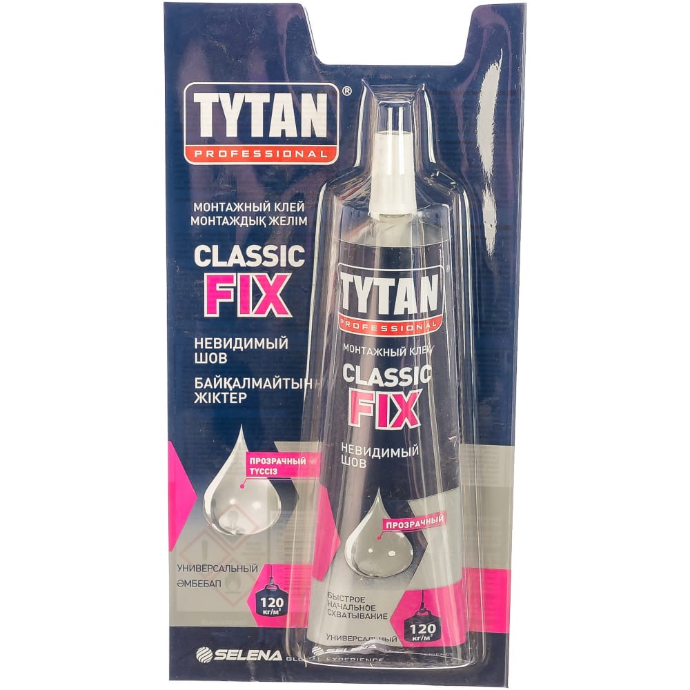 фото Монтажный каучуковый клей tytan professional classic fix прозрачный 100мл 388