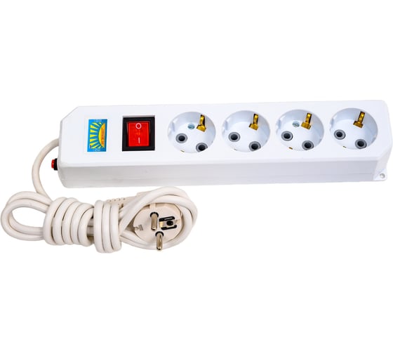 Изображение товара Сетевой фильтр ПЕРЕСВЕТ+ удлинитель на 4 гнезда, шнур ПВС 3х0,75, 3м 4620003920554