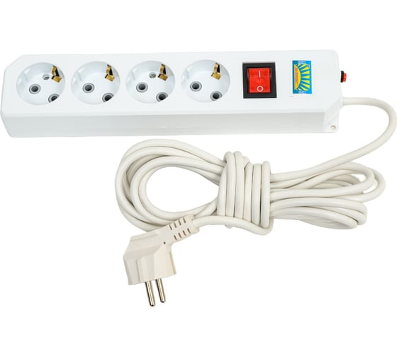 Изображение товара Сетевой фильтр ПЕРЕСВЕТ+ удлинитель на 4 гнезда, шнур ПВС 3х0,75, 5м 4620003920561