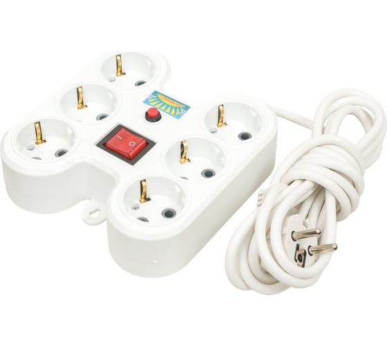 Изображение товара Сетевой фильтр ПЕРЕСВЕТ+ удлинитель на 6 гнезда, шнур ПВС 3х0,75, 3м 4620003920585