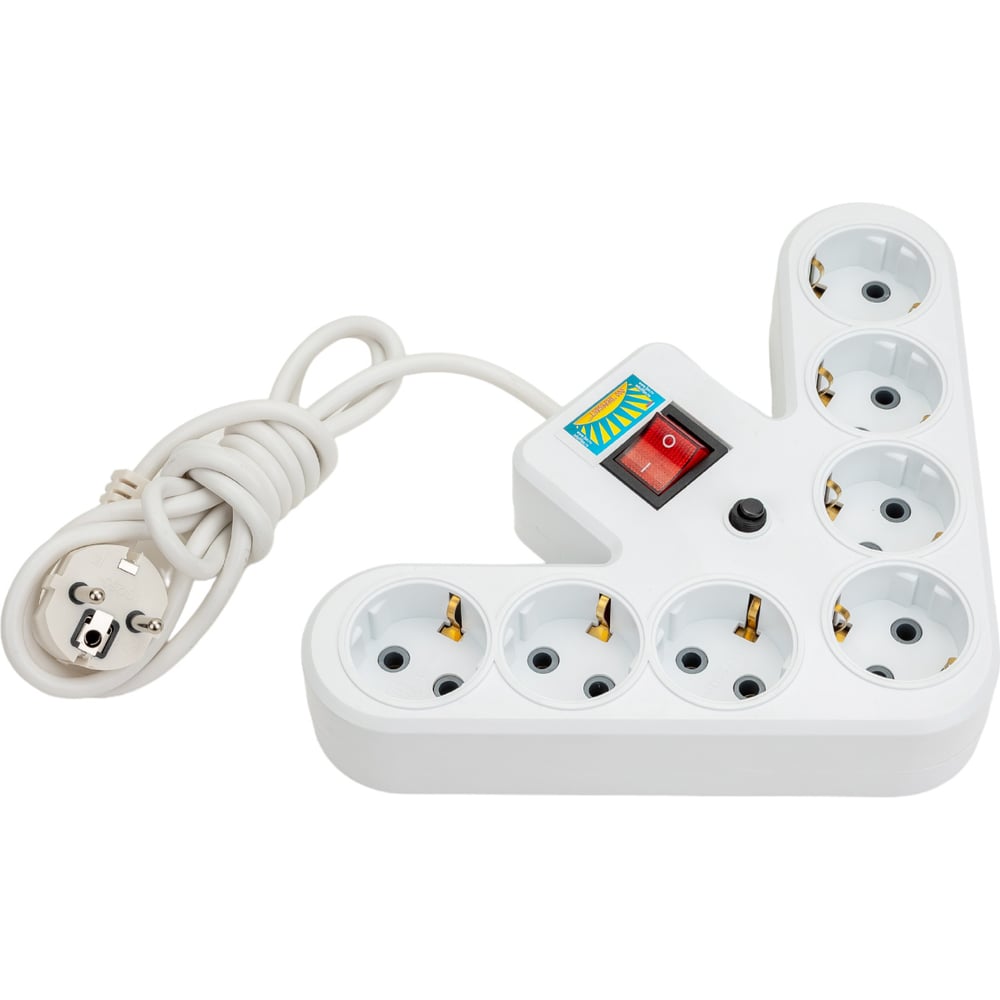 Изображение товара Сетевой фильтр ПЕРЕСВЕТ+ удлинитель на 7 гнезда, шнур ПВС 3х0,75, 2м 4620003920608