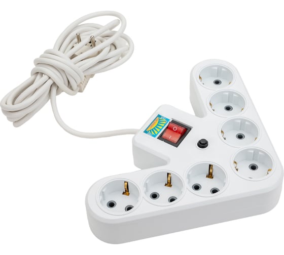 Изображение товара Сетевой фильтр ПЕРЕСВЕТ+ удлинитель на 7 гнезда, шнур ПВС 3х0,75, 5м 4620003920622