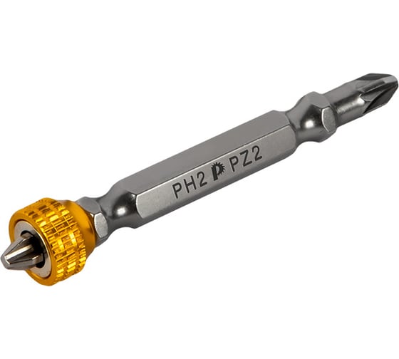 Изображение товара Бита отверточная с магнитным кольцом Профи PH2/PZ2, 65 мм, 2 шт, блистер ПРАКТИКА 915-601