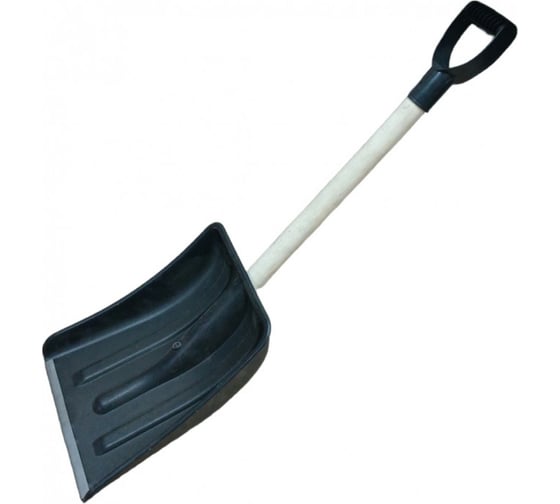 Изображение товара Снеговая лопата снеговая ЛЕТО Метель-Авто п/эт., оцинкованная планка, деревянный черенок, ручка 280x365мм d32мм 28839