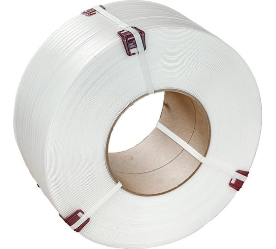 Изображение товара Стреппинг лента Комус полипропиленовая, 12х0.5 мм, 500 м, белая, 105 кгс 1712887